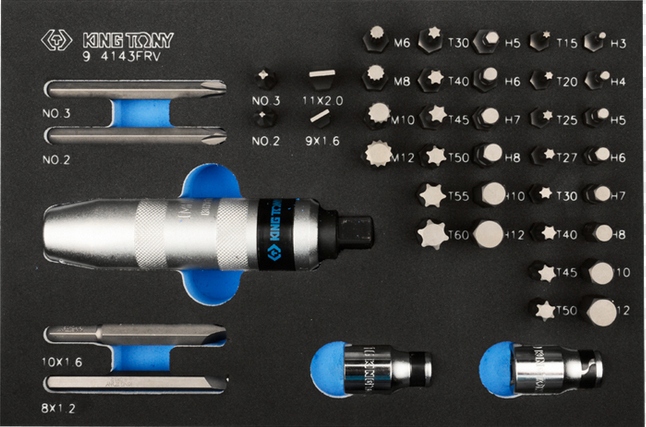 Rázový Skrutkovač Bity 5/16 Torx Hex Pl. Kríž 43ks King Tony 9-4143FRV
