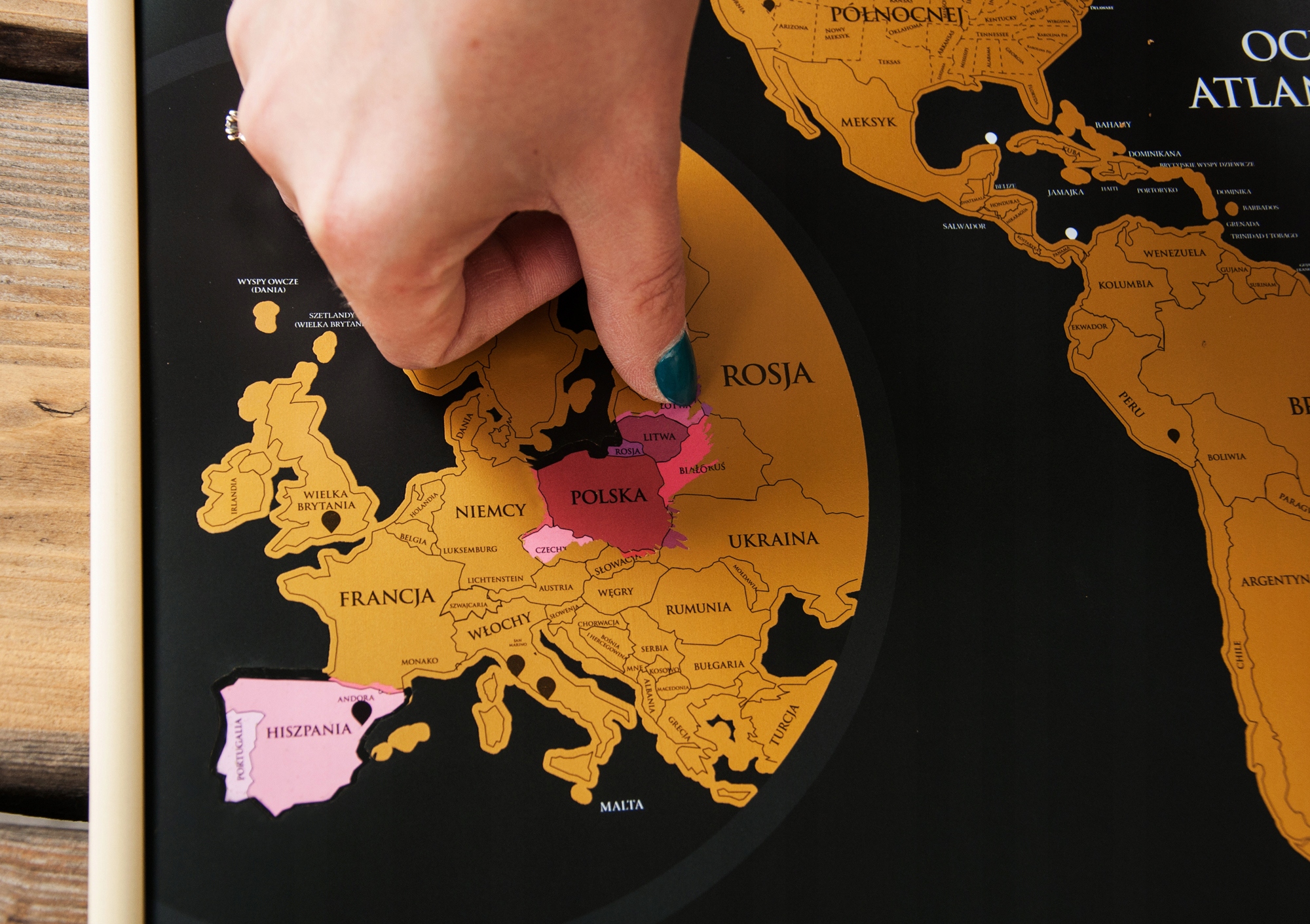 Zestaw Mapa Zdrapka VIP + Złota Aluminiowa Rama Marka inna