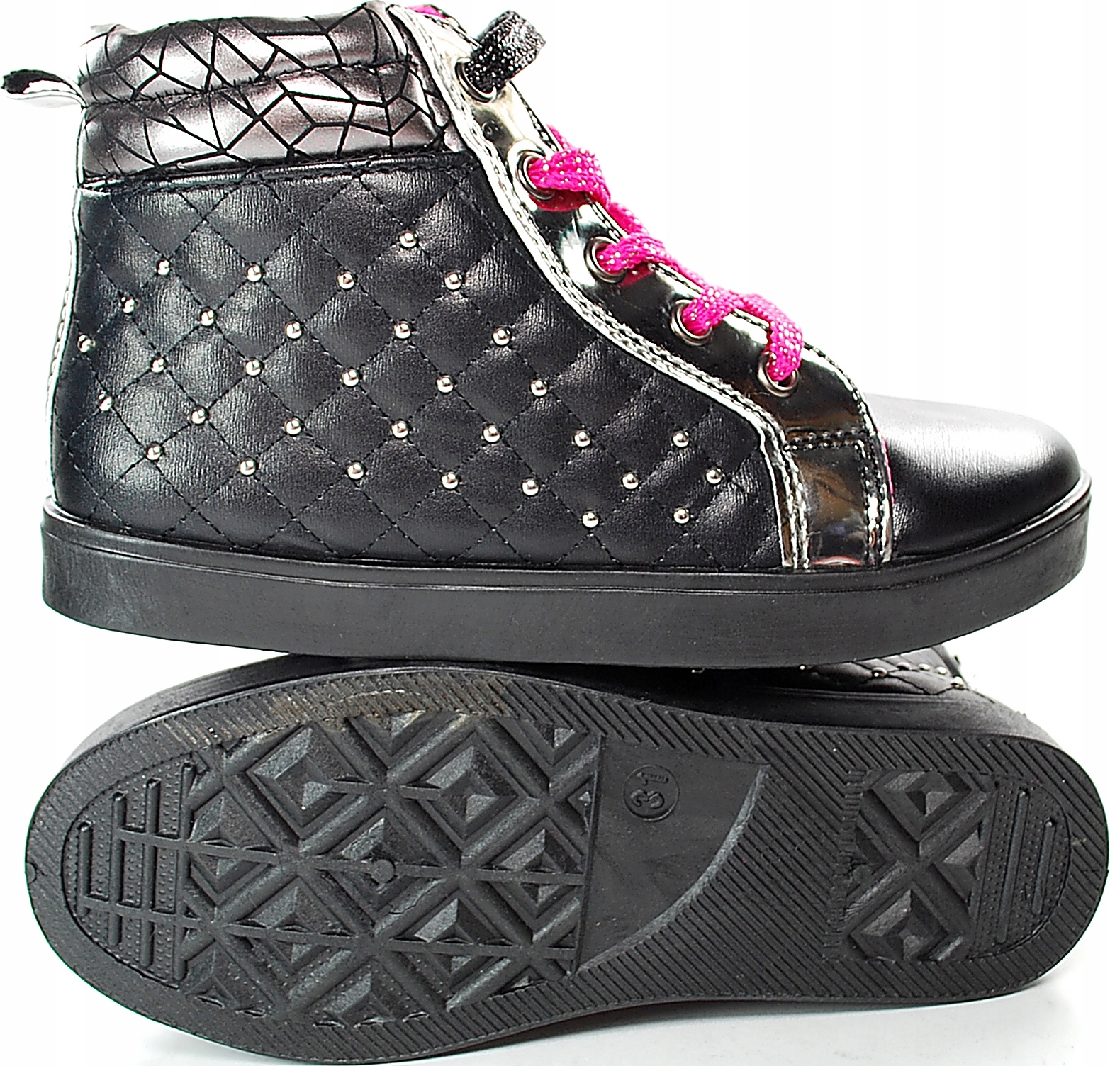 CZARNE SNEAKERSY BOTKI TRZEWIKI suwak r 36 Materiał skóra ekologiczna