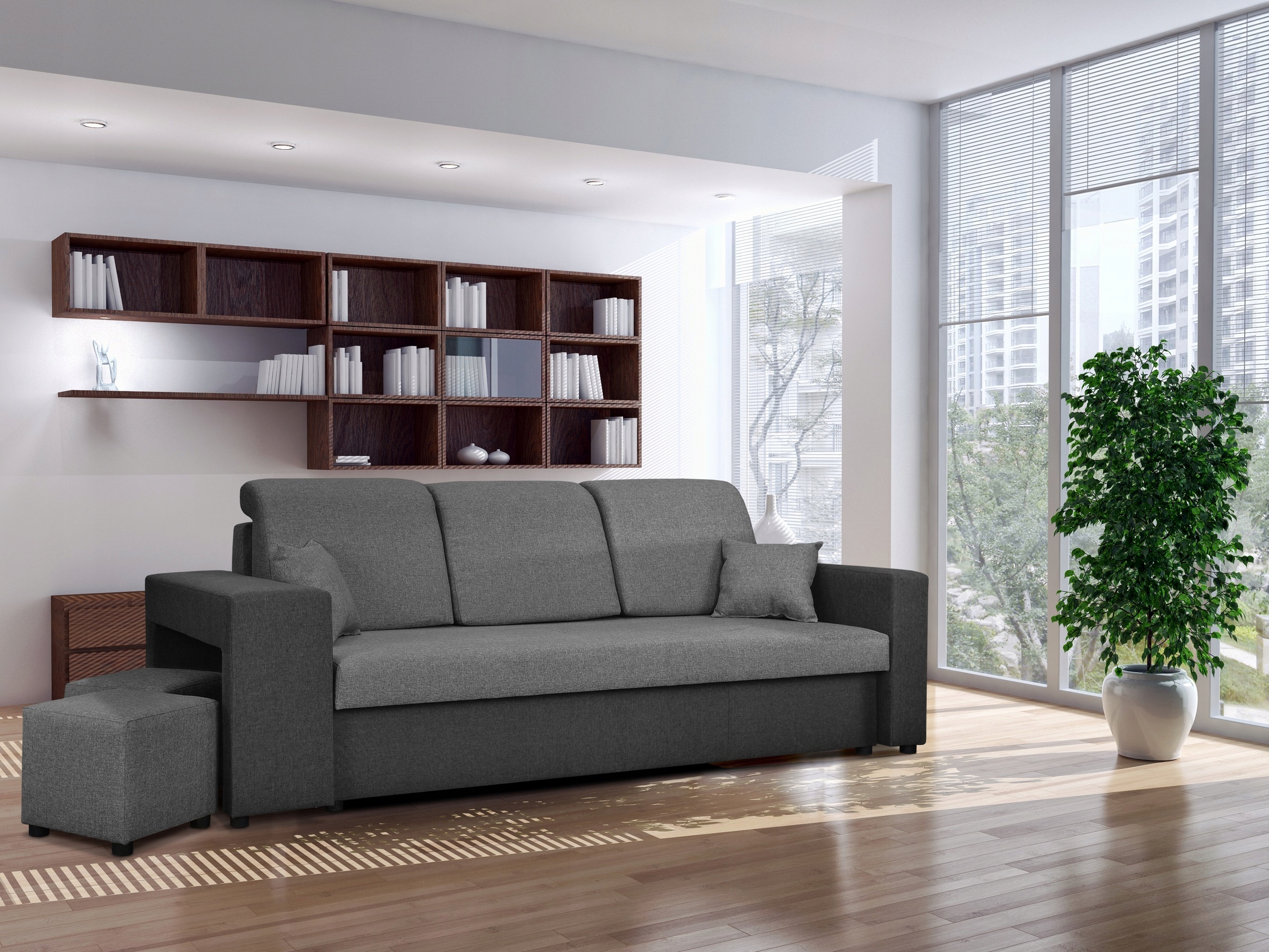 

Bella sofa rozkładana z pufami w cenie
