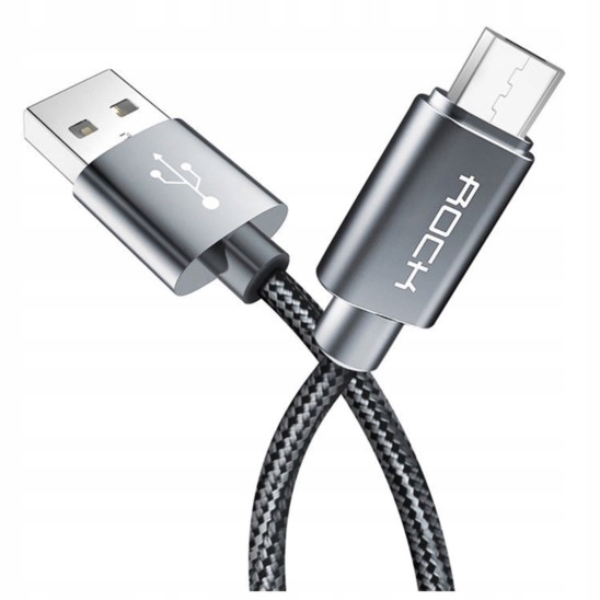 Kabel USB - micro USB 1m QC 2A nylon oplot ROCK EAN (GTIN) 6950290616662