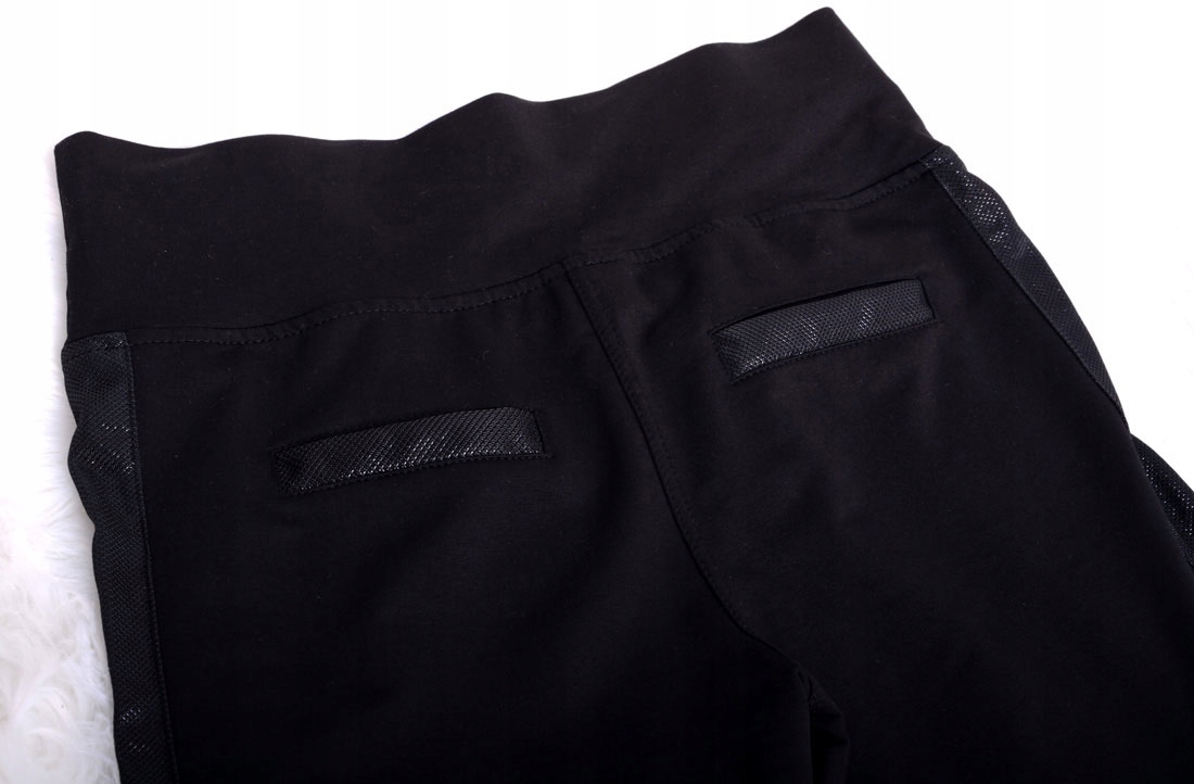 DŁUGIE MODNE SPODNIE KOBIECE Z MIENIĄCYMI SIĘ BOKAMI STRECZ WYSOKI STAN 323 Wzór dominujący bez wzoru