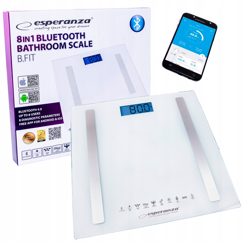 

Waga Łazienkowa Analityczna Bluetooth 8w1 Cyfrowa