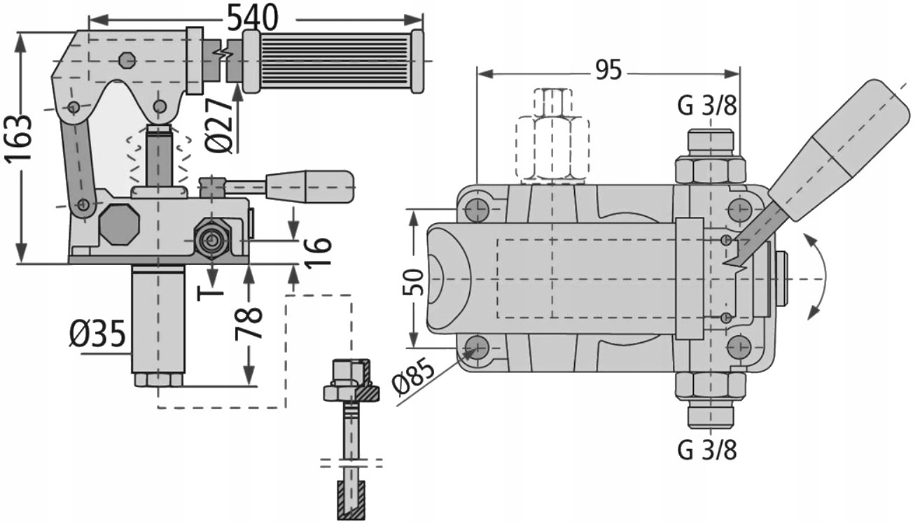 POMPA HYDRAULICZNA RĘCZNA DWUSTRONNA ZBIORNIK 10L Producent części SM-D