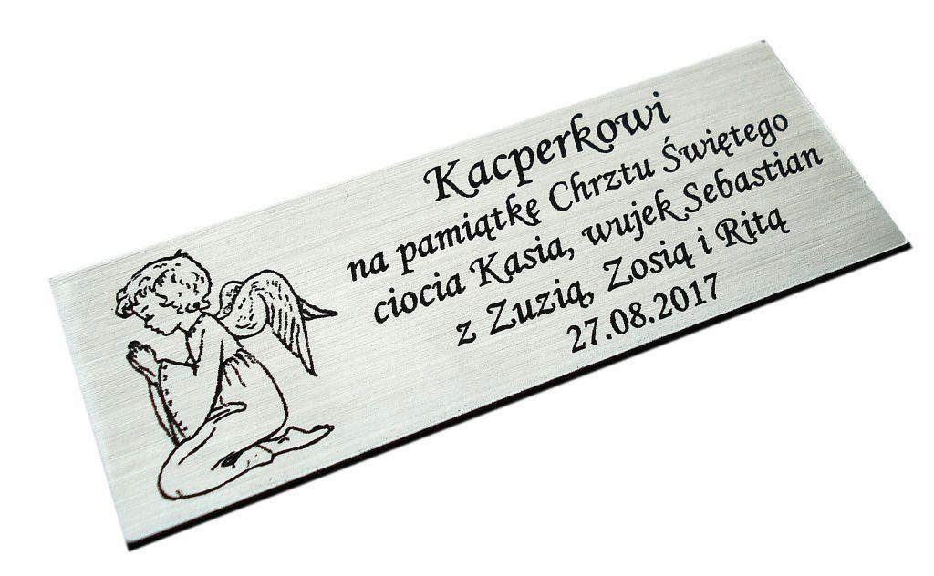 

Tabliczka 8x3 z dedykacją do naklejenia Grawer