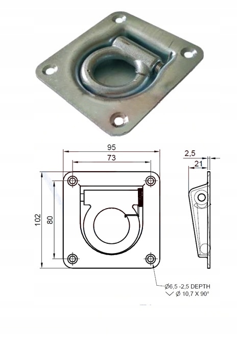 4x UCHWYT MOCOWANIA ŁADUNKU UCHO OCZKO PODŁOGOWE Producent części SM