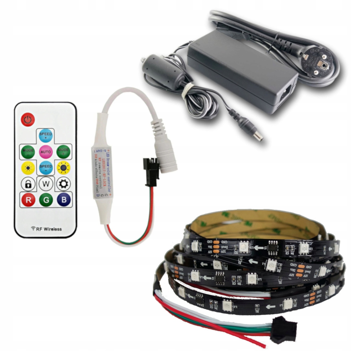 Set Led pásek digitální Rgb Magic WS2811 duhový efekt tekoucí barevný 5 m