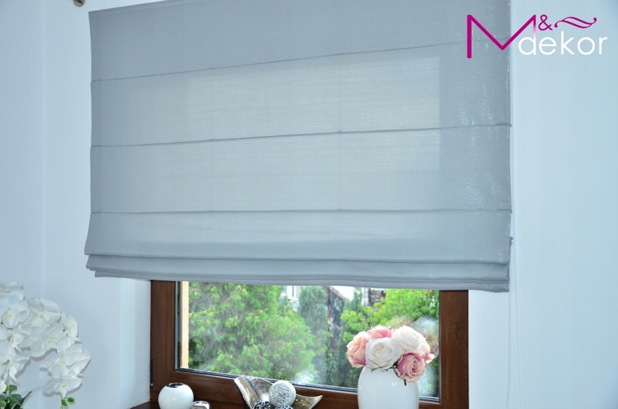 ROLETA RZYMSKA SZARA BROKAT ZE SREBRNĄ NITKĄ Marka Mdekor