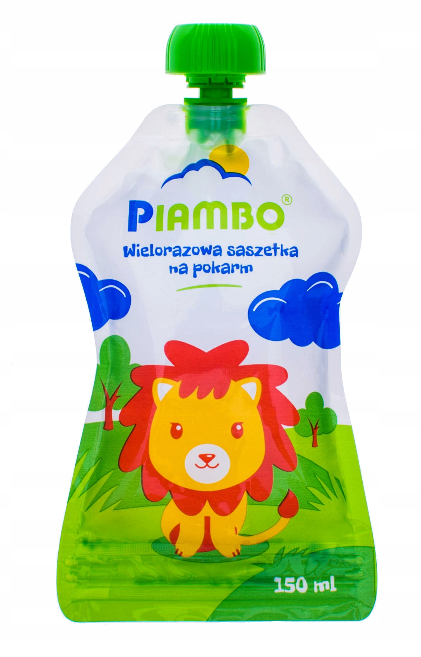 SASZETKA TUBKA WIELORAZOWA NA POKARM MUS Z USTNIKIEM I ZIPEM PIAMBO 150 ML