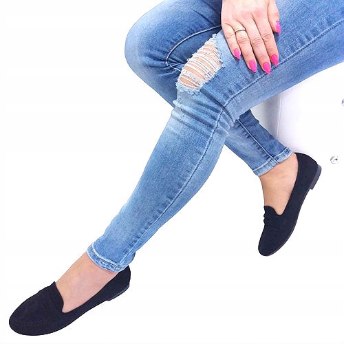 

Półbuty balerinki baletki lordsy eco Zamsz KBU54