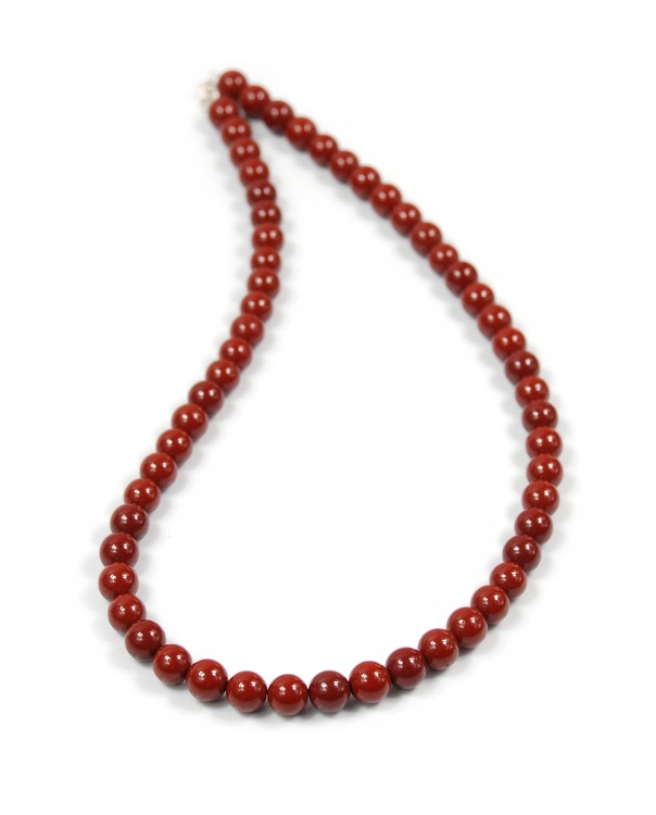 Naszyjnik naturalny Jaspis Czerwony kulki 8mm srebro