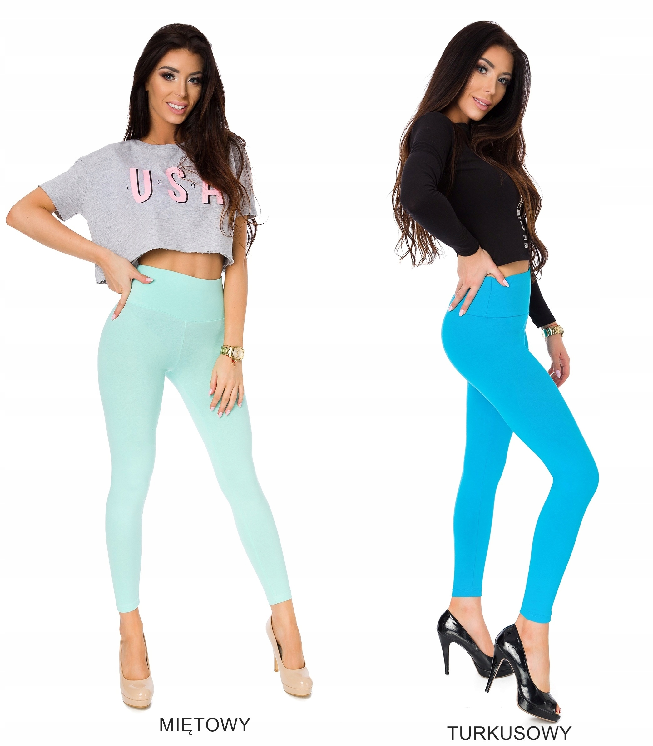 Legginsy getry bawełniane wysoki stan P1 L/40 # Szerokość w pasie 34 cm