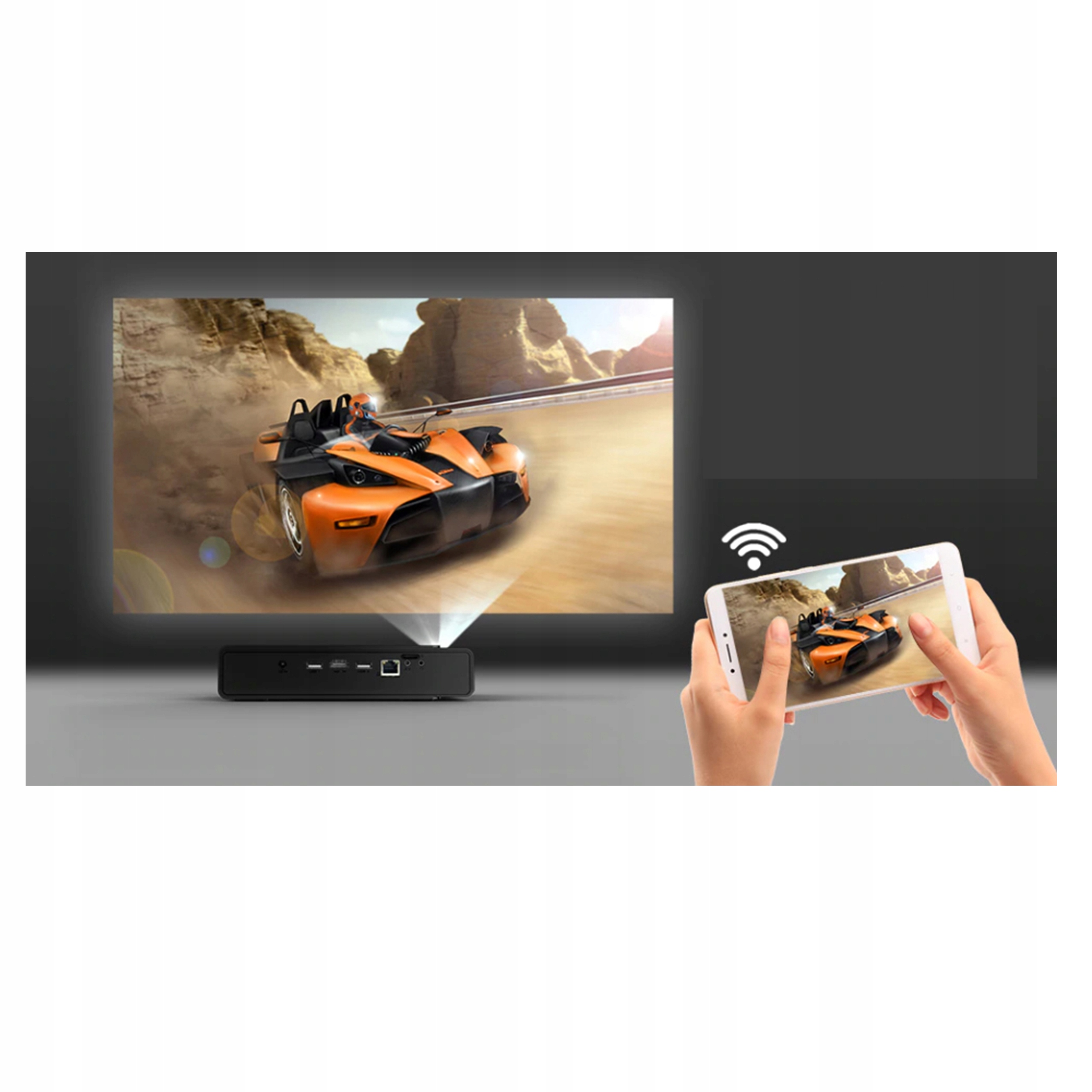 PROJEKTOR ANDROID AUTO FOCUS ZOOM LED DLP 4K 3D PL Pobór mocy 65 W