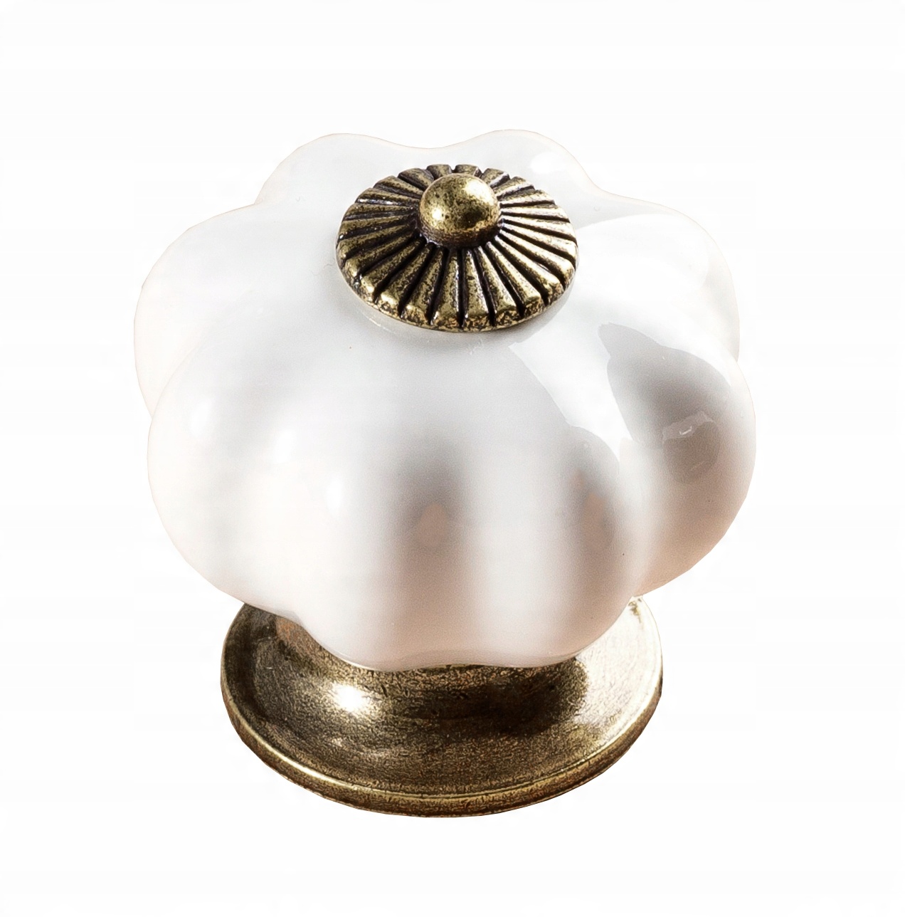 

Gałka Meblowa Porcelana Dynia Biała Retro