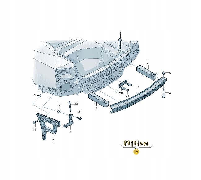 8K0098627 - Комплект крепления заднего бампера AUDI A4 B8 A5 RS4 ASO