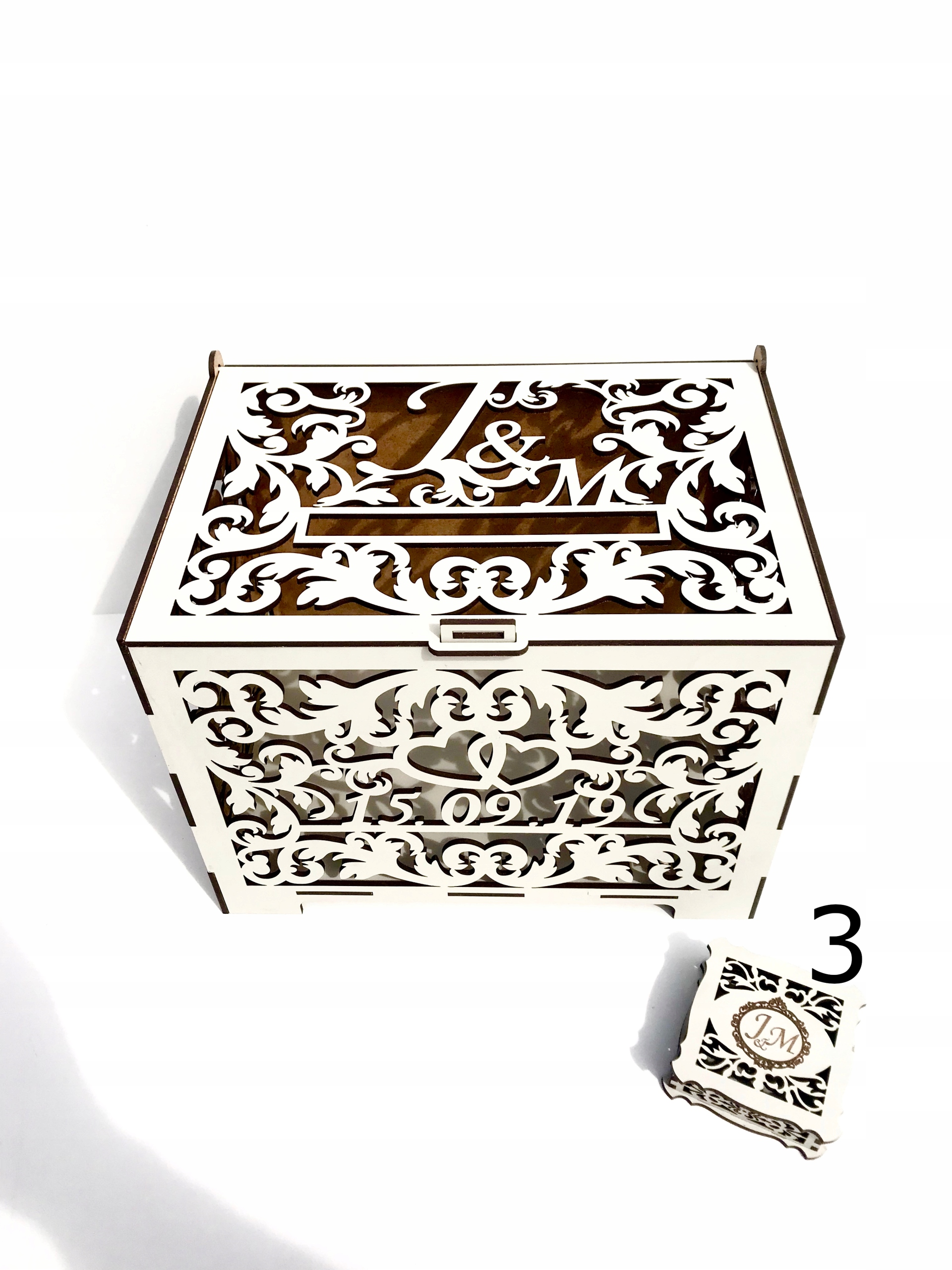 Pudełko na koperty drewno ślub wesele KOLORY duże Wysokość produktu 21 cm