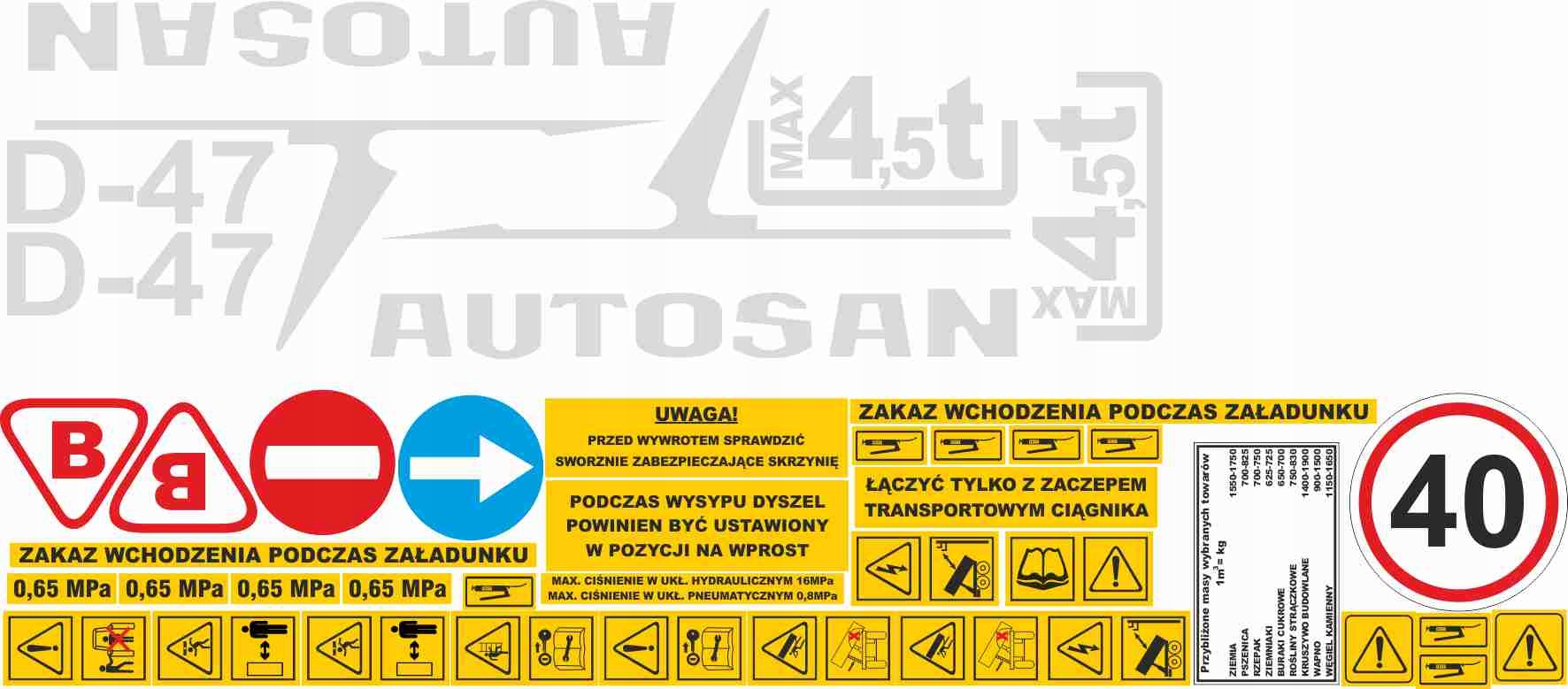 NAKLEJKI NA PRZYCZEPĘ AUTOSAN D47 PRZYCZEPA D-47 Numer katalogowy części MS249330744