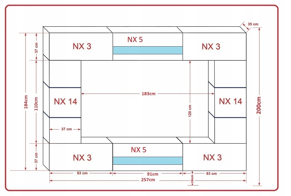 Meblościanka Pokój Dzienny Meble Salon Połysk C63 Marka Anrallogin
