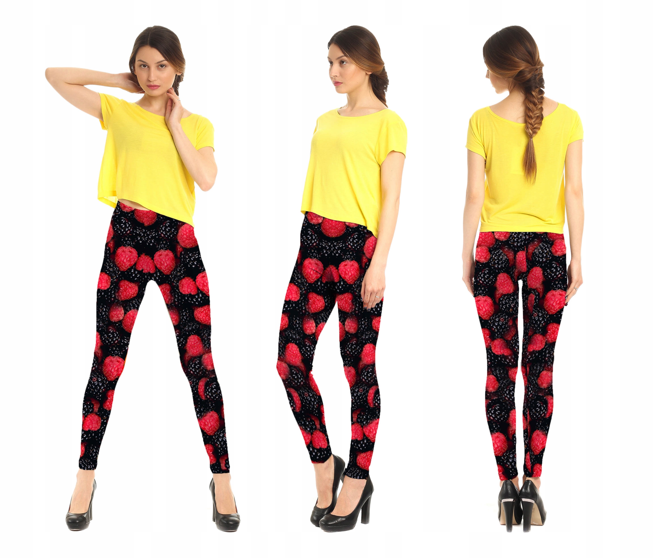 LEGGINSY NADRUK FULLPRINT MALINA JEŻYNA FIT