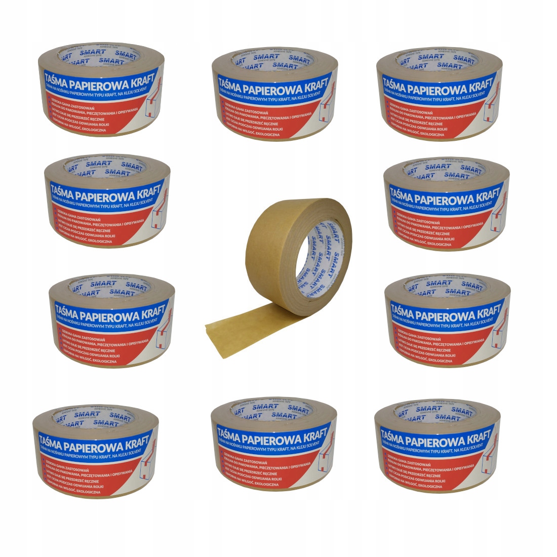 TAŚMA PAKOWA SMART PAPIEROWA KRAFT 48/50MB x10szt