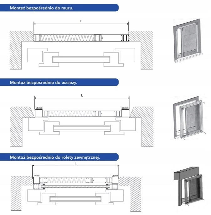 Moskitiera plisowana centralna 150 cm x 50 cm Kolor antracyt