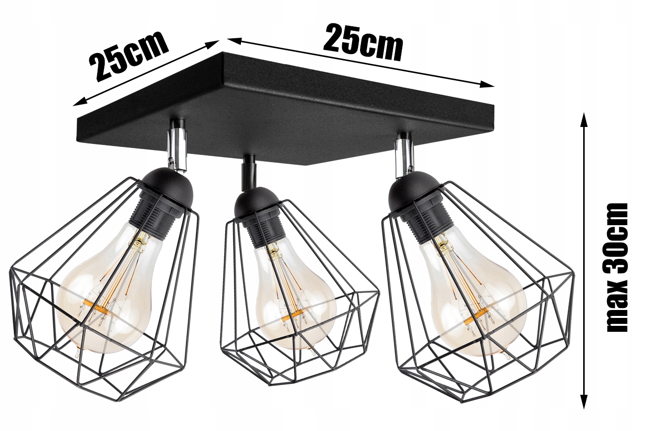 SUFITOWA LAMPA WISZĄCA DIAMENT LOFT EDISON RETRO Kolekcja Loft