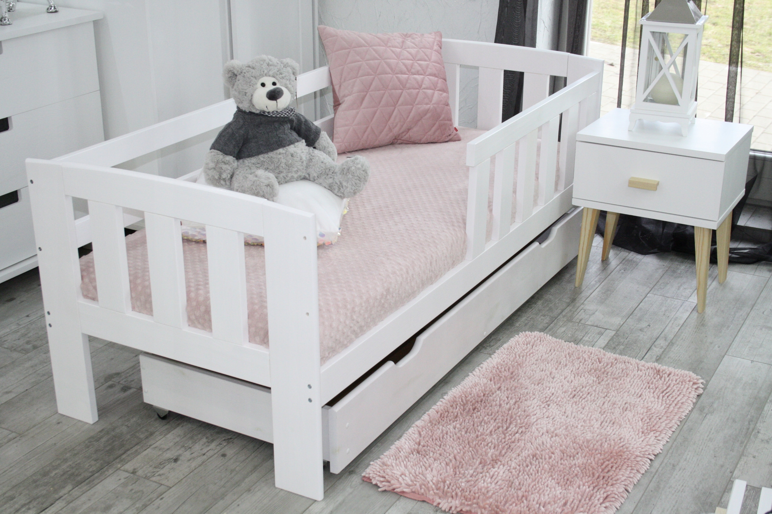 Łóżko DZIECIĘCE białe MAJA 70x160 MATERAC SZUFLADA Kod producenta MA70X160MDBI+M