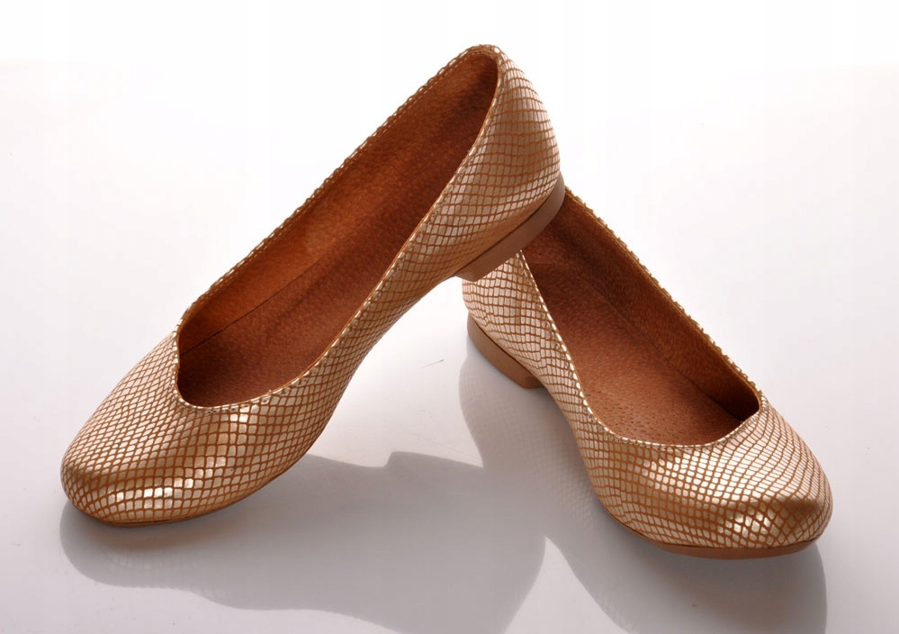 

Botki Baleriny Złota Łuska Wąż Skóra Lico WŁOSKA42