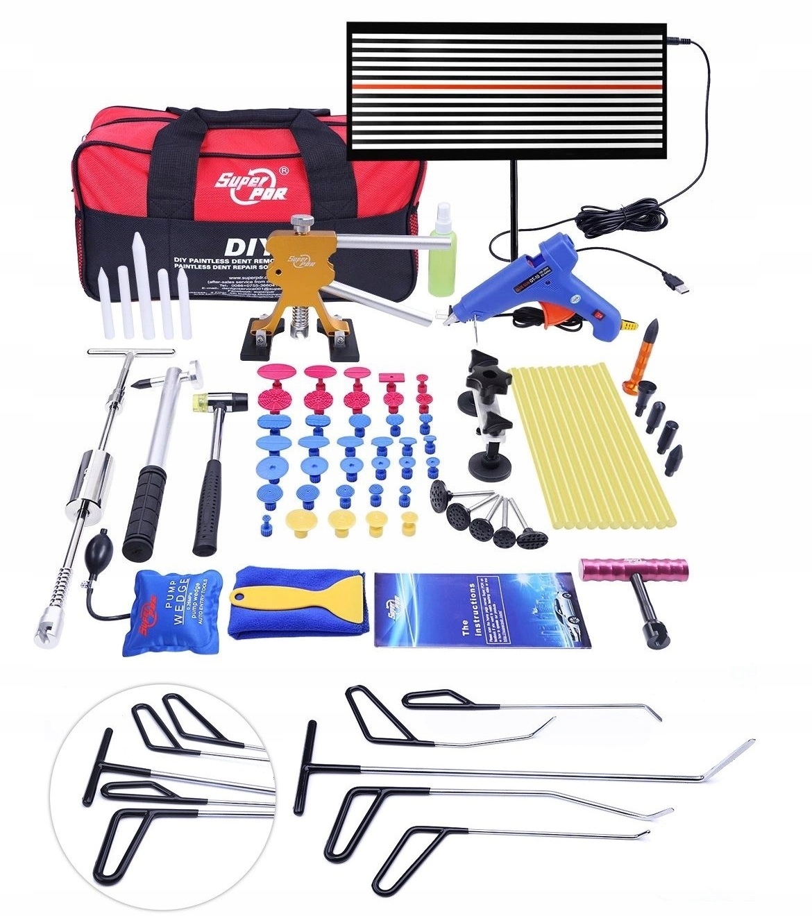 Zestaw usuwania wyciągania wgnieceń wgniotek PDR