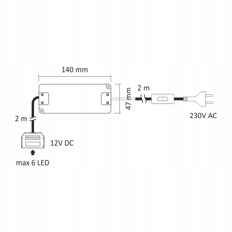 UKŁAD ZASILAJĄCY DO LED 12V DC 33W z rozdzielaczem i wyłącznikiem PC1 EAN (GTIN) 5900652148110