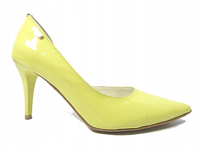 Žlutá citron kožená lodičky s vykrojeným bokem J.Wolski 39