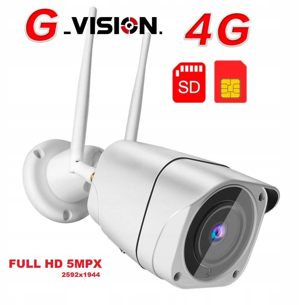 KAMERA LTE IP 3G 4G CAM SIM ZEWNĘTRZNA GSM 5Mpx Marka G-VISION