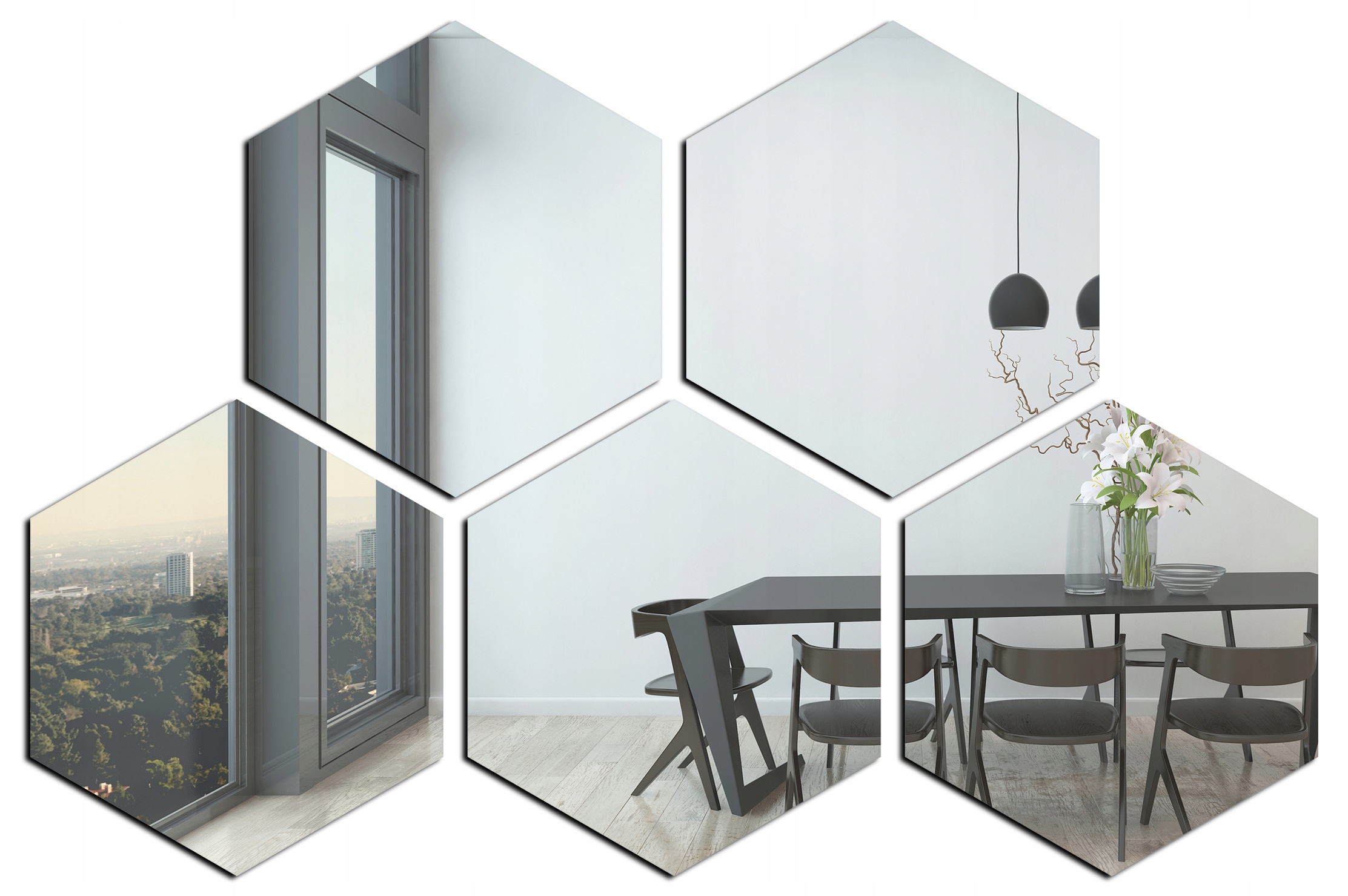 NOWOCZESNE! Lustro dekoracyjne HEXAGON naklejane