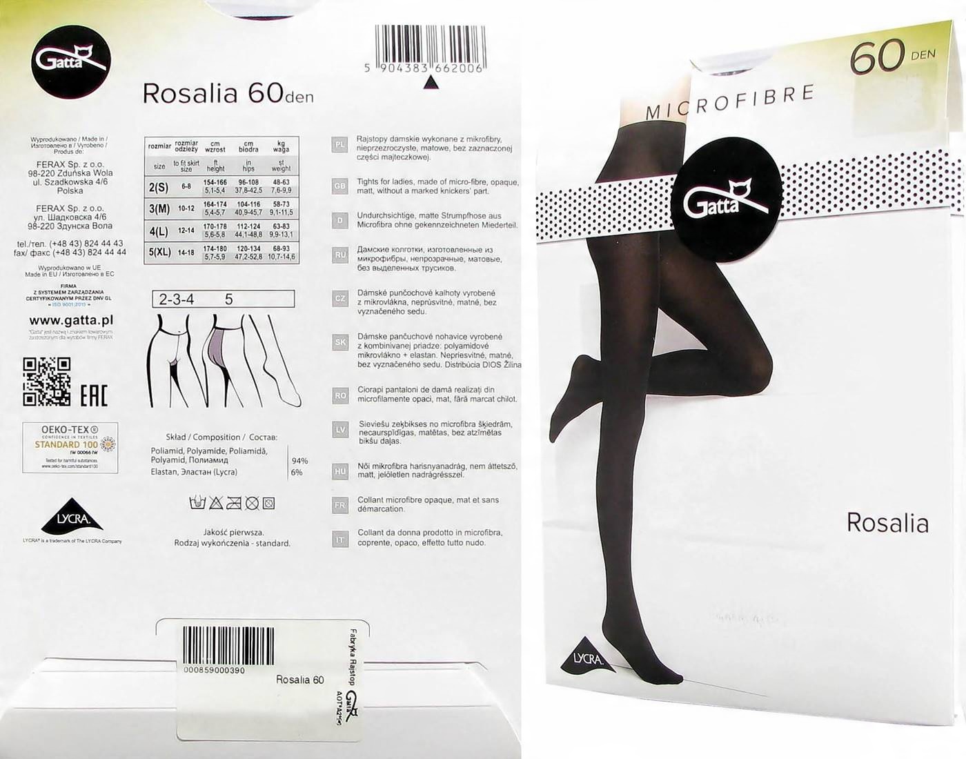 

Gatta Rosalia Rajstopy - Microfibra 60 den r.5-XL