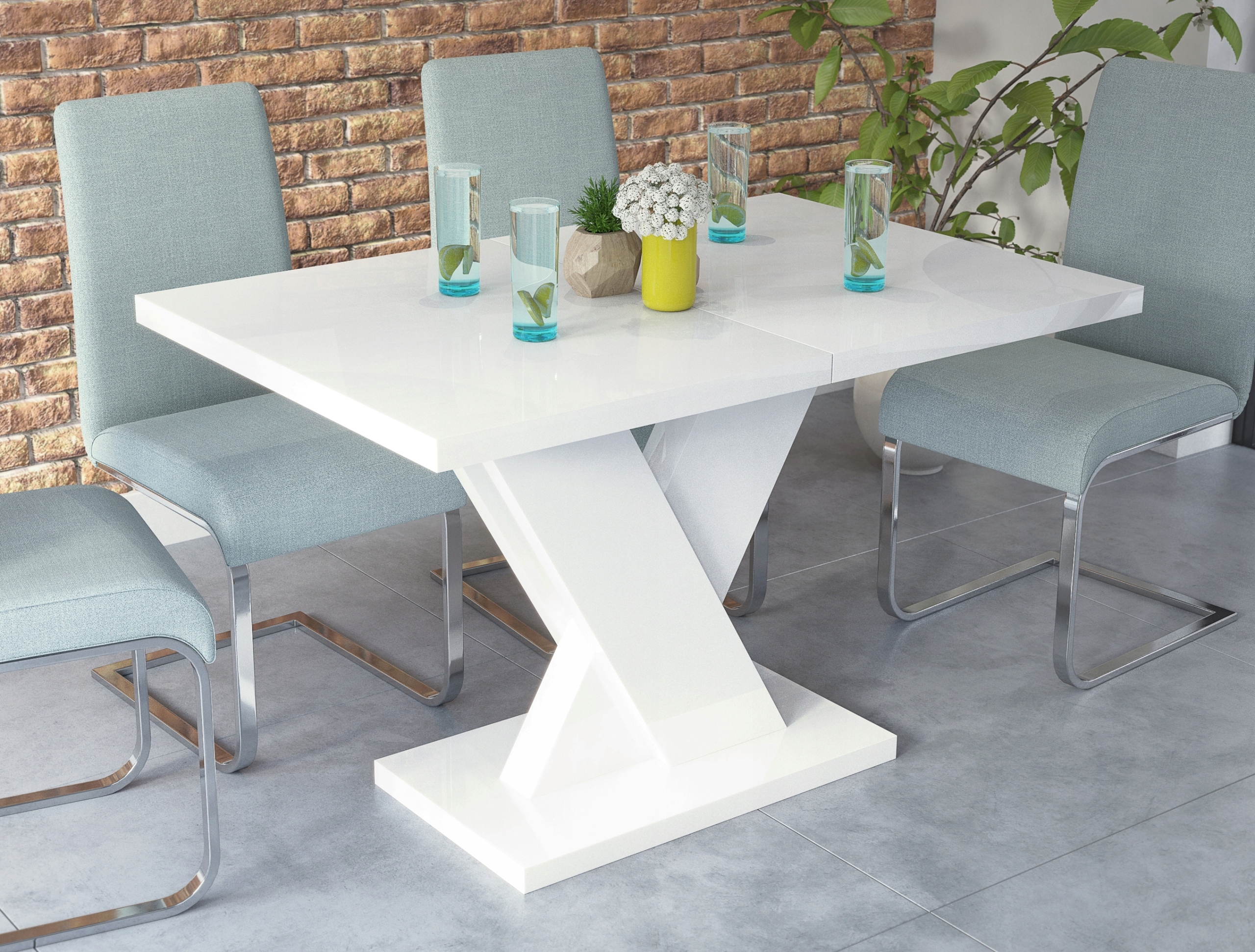 Stół DIXON połysk biały, płyta AKRYLOWA 120-170x80 Kolekcja Połysk