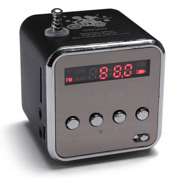 Przenośne radio FM akumulatorowe kuchenne LED z głośnikiem + bluetooth Kod producenta TD-V26