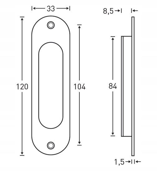 UCHWYT WPUSZCZANY DO DRZWI PRZESUWNYCH PREMIUM Rodzaj Klamka wewnętrzna