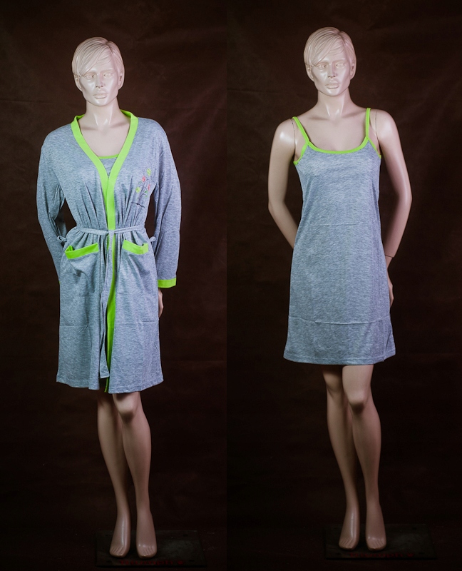 KOMPLET SZLAFROK Z KOSZULĄ NOCNĄ RAMIĄCZKACH ZESTAW BAWEŁNIANY DAMSKI M Kod producenta vc306