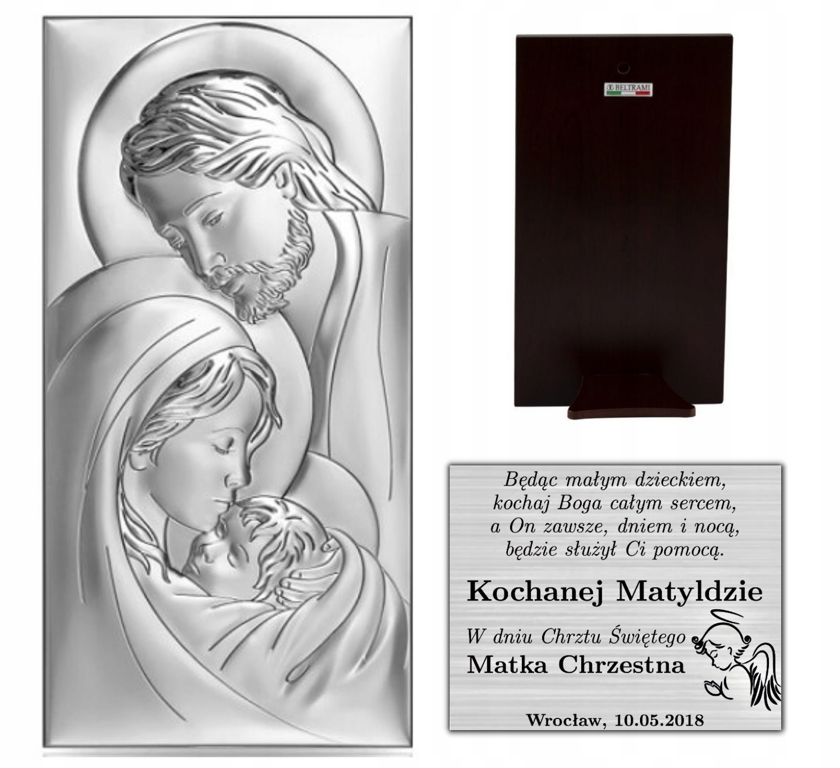 Stříbrný Obrázek Svatá Rodina Svatba Křest Gravírování