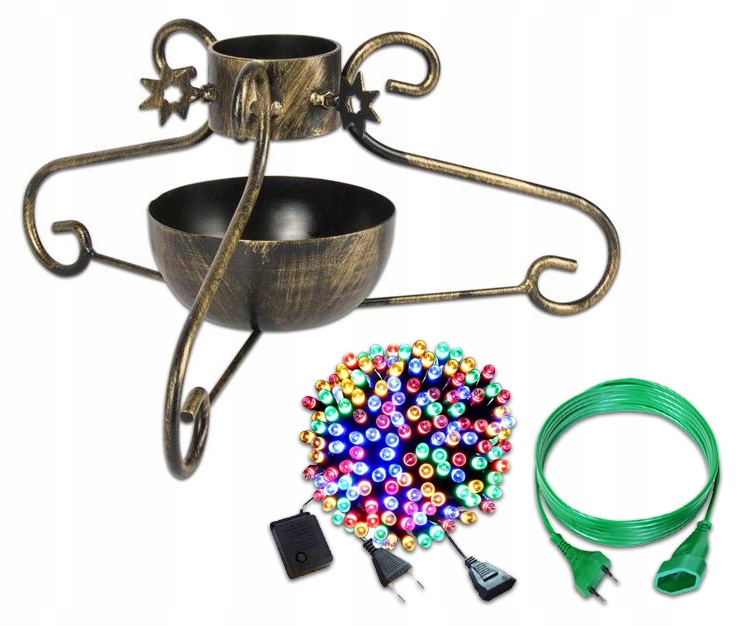 STOJAK POD CHOINKĘ ZESTAW LAMPKI 200LED + KABEL