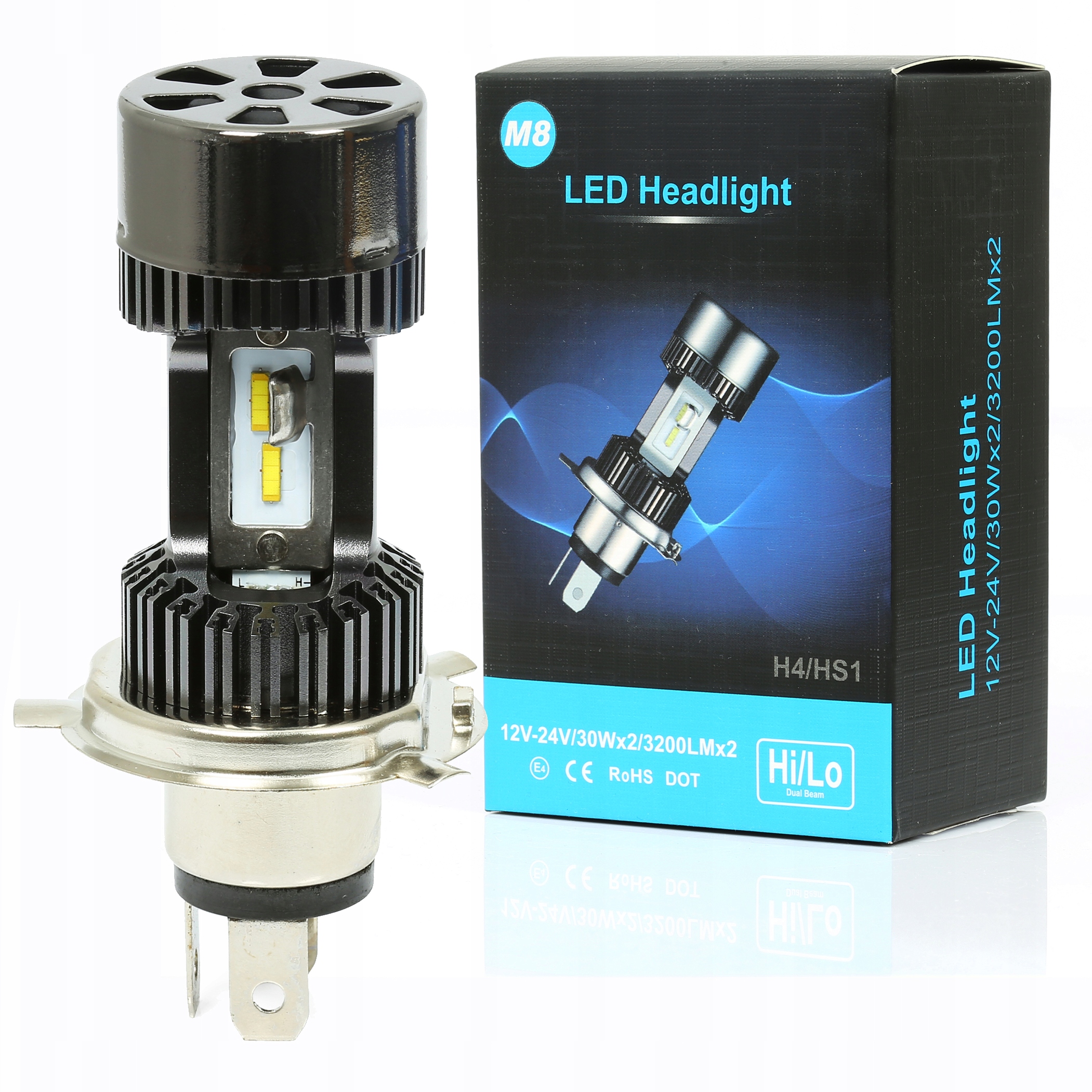 

Żarówka Led H4 HS1 M8 Motocykl Skuter 30W 3200 lm