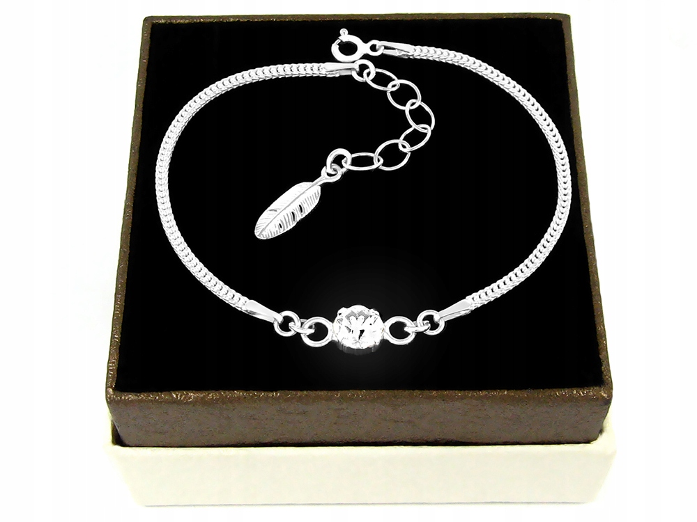 

Bransoletka celebrytka srebro Cyrkonia Piórko B56