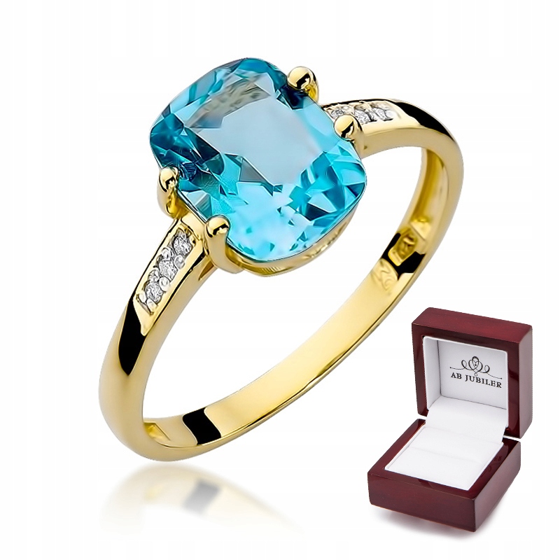 

Złoty 14K Pierścionek Topaz 2,40ct i Brylanty