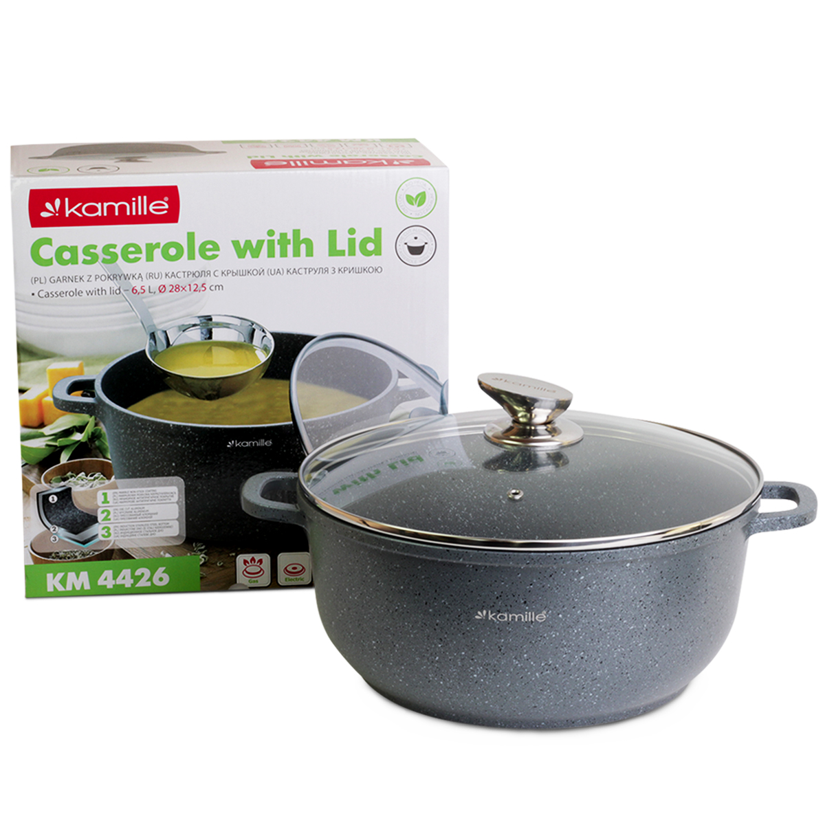 Garnek granitowy Kociołek 6,5L Indukcja Kamille