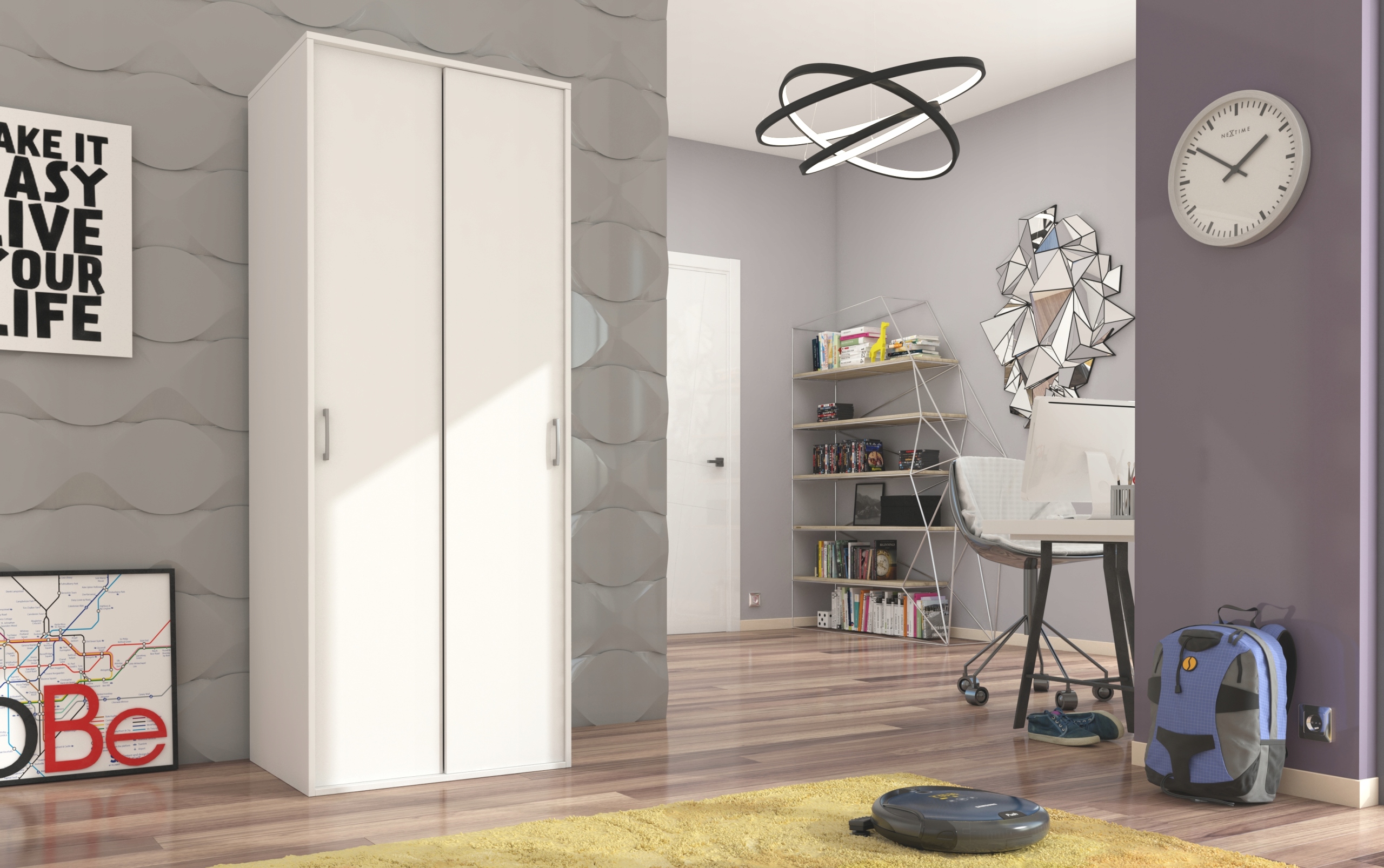 Szafa przesuwna ubraniowa 70cm 2 drzwi biała U-70P Marka Akord