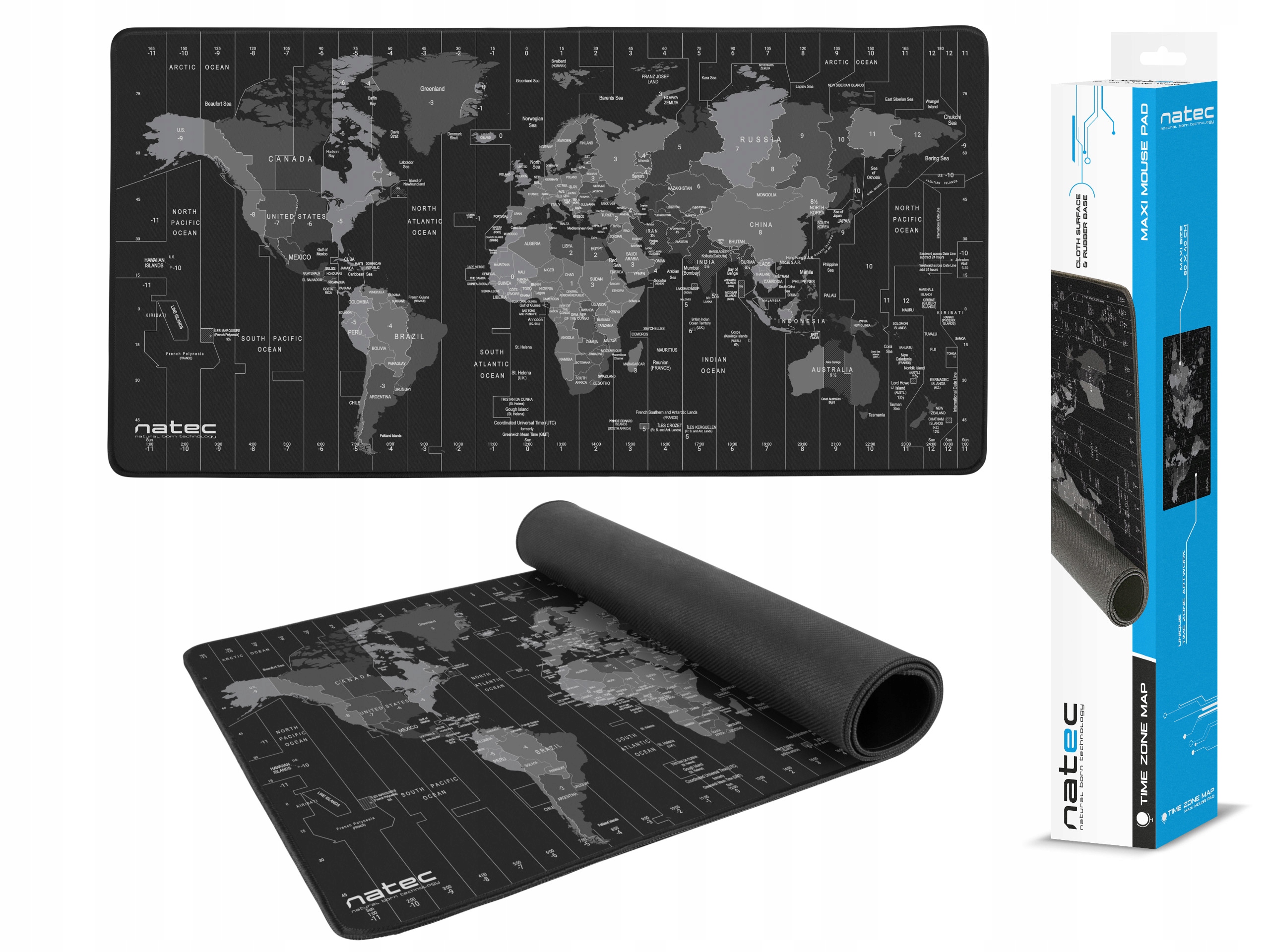 Podkładka pod mysz Natec Time Zone Map Maxi 80 x 40 cm