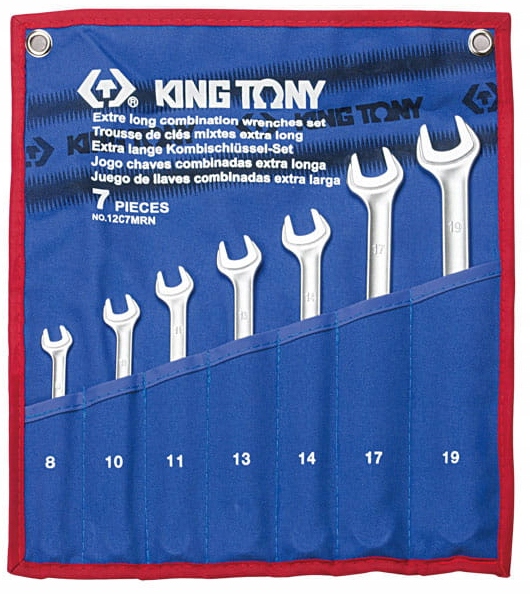 Očkoploché kľúče Veľmi Dlhé 8-19 mm Puzdro King Tony 7ks 12C7MRN01