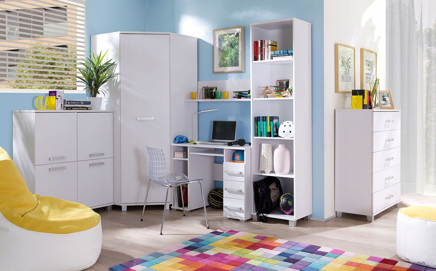 Biurko 100 cm + 3 szuflady biały mat X31 Kształt blatu prostokątny