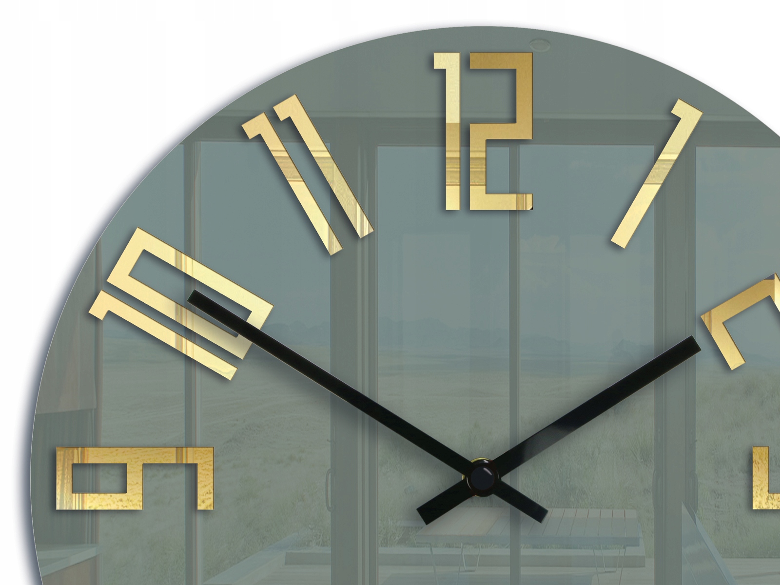 Zegar ścienny ModernClock SLIM Szaro-Złoty CICHY Zasilanie baterie