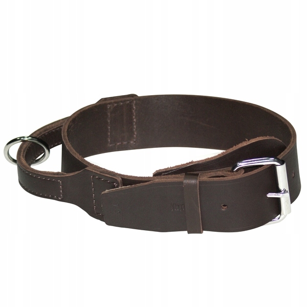 Kožený obojek s úchytem pro psa 5x75 cm XXL Premium Hnědý